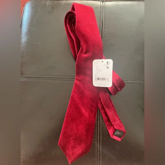 Free People Vaughn Velvet Tie Elegant Burgundy Velvet Scarf O/S - Picture 3 of 6